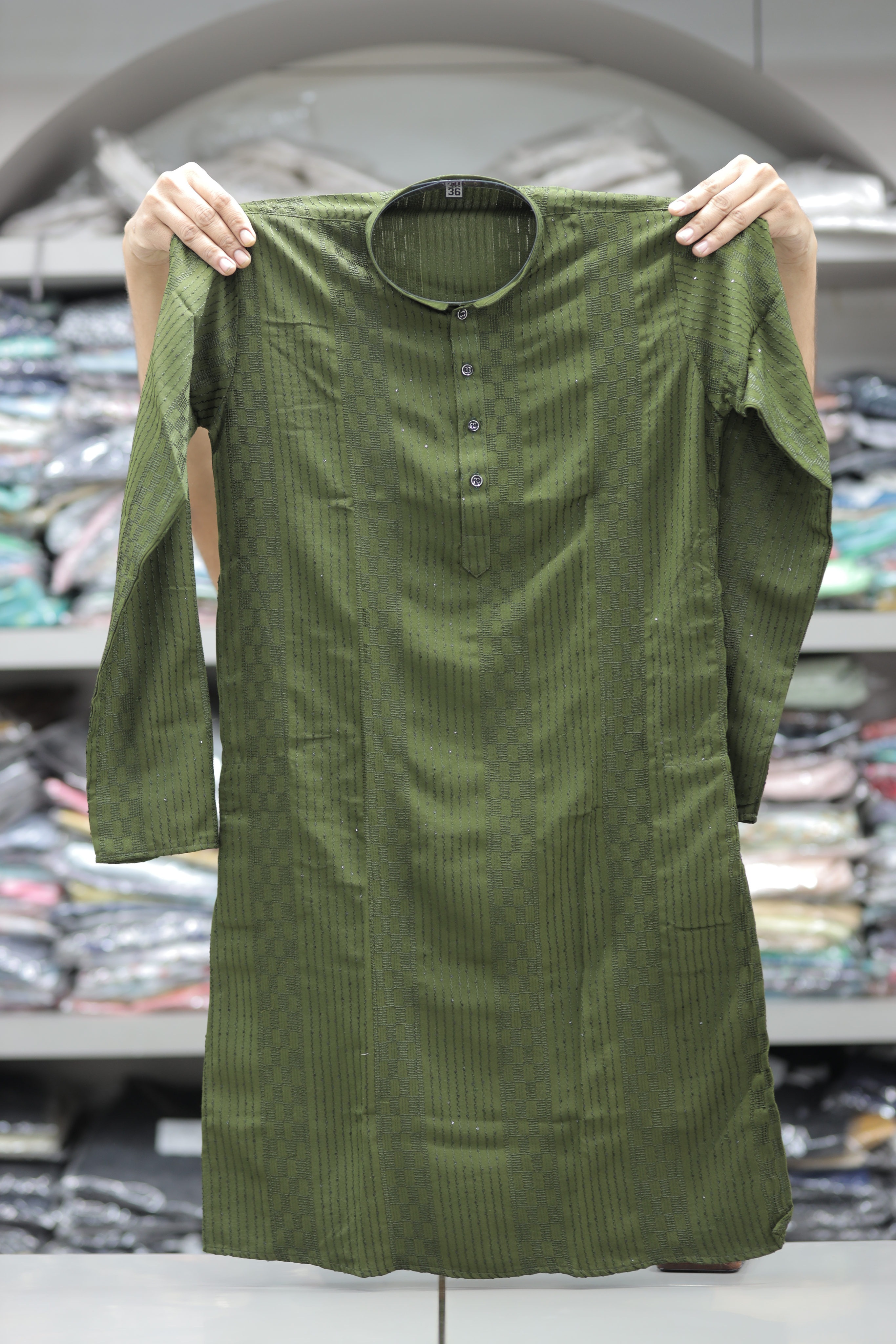 Emerald Dusk Textured Monarch Kurta