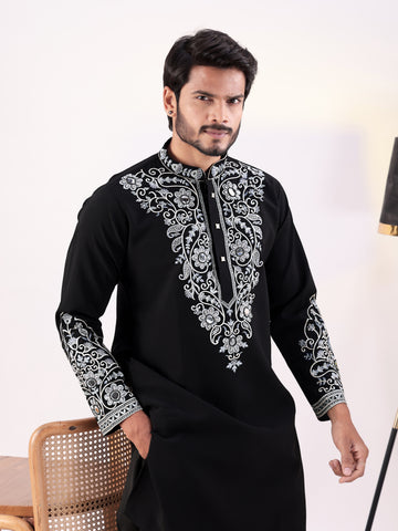 Noir Ice Mirrorwork Embroidered Kurta