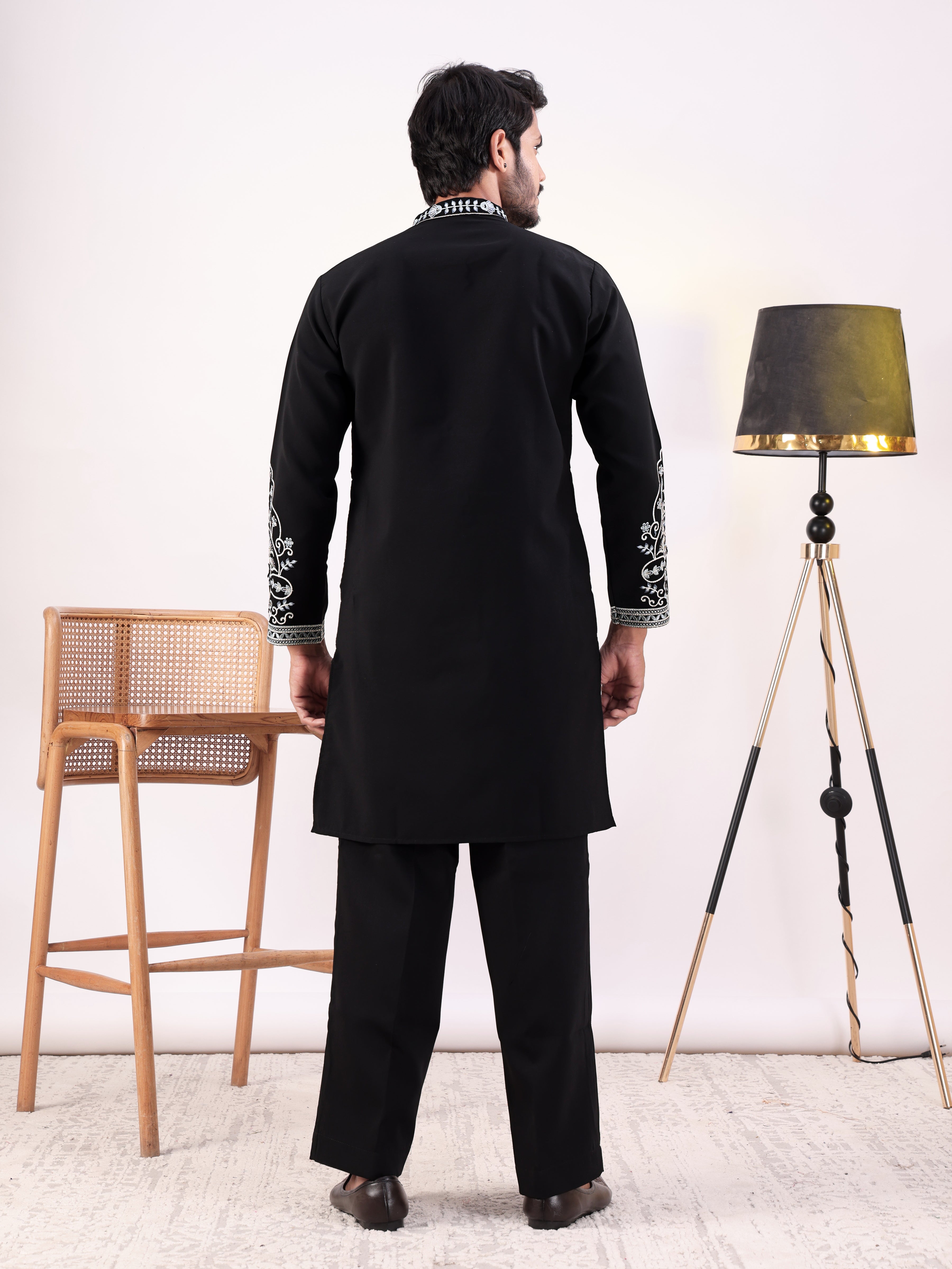 Noir Ice Mirrorwork Embroidered Kurta