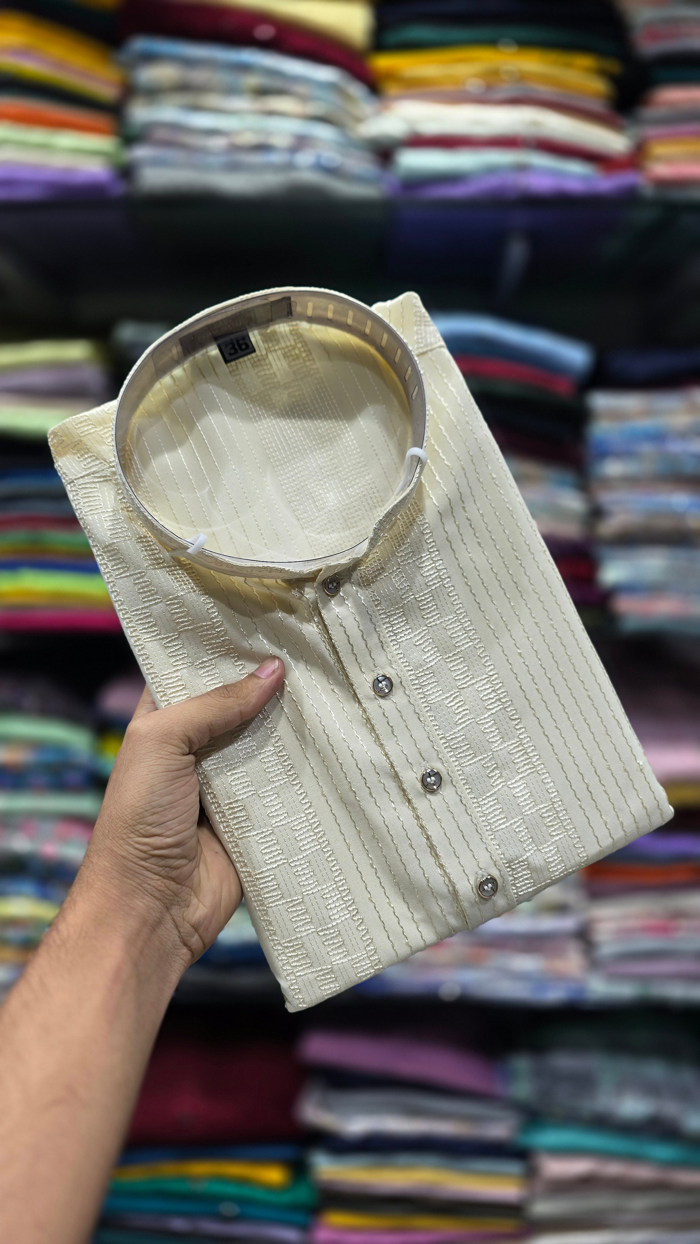 Ivory Dune Textured Regal Kurta