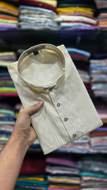 Ivory Dune Textured Regal Kurta