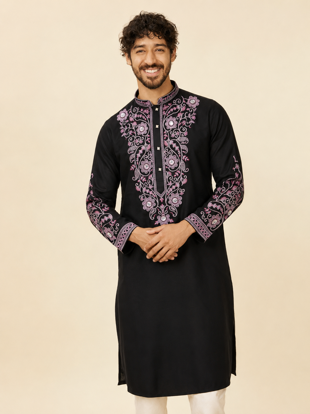 Noir Rose Mirrorwork Embroidered Kurta