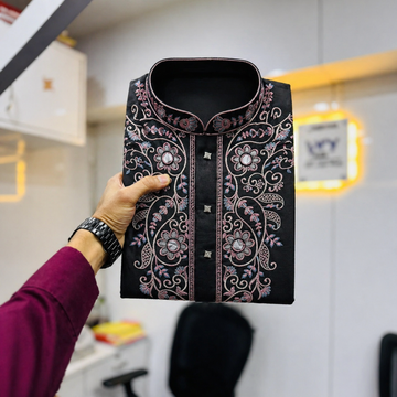 Noir Pastel Mirrorwork Embroidered Kurta