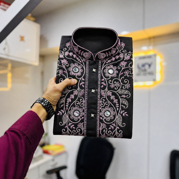 Noir Rose Mirrorwork Embroidered Kurta
