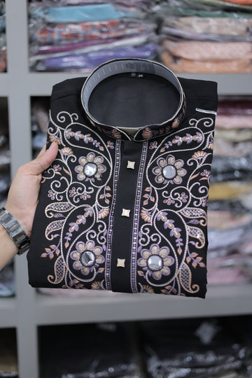 Noir Regal Embroidered Kurta