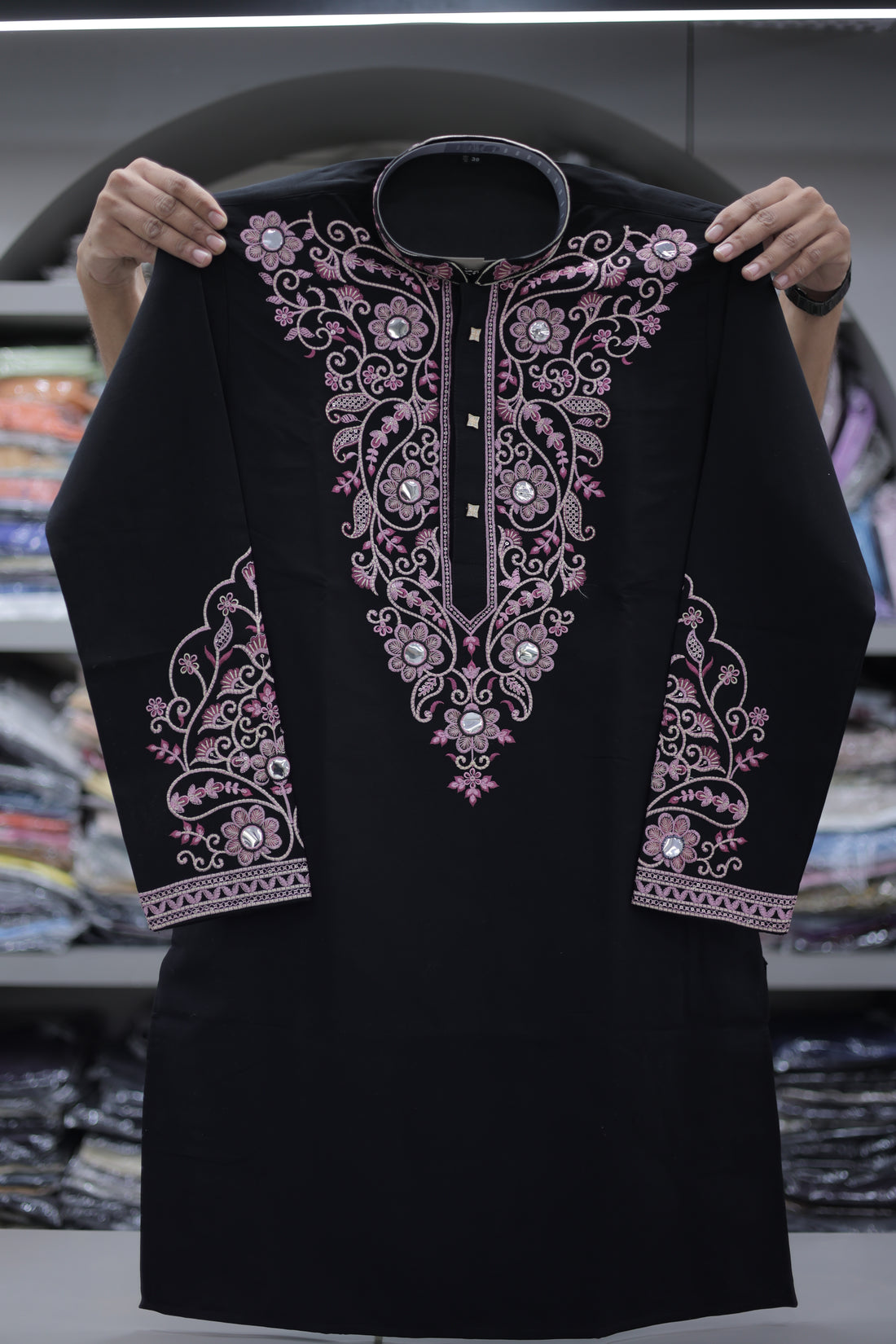 Noir Blush Mirrorwork Embroidered Kurta