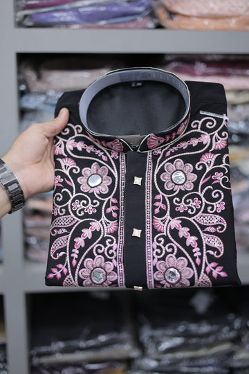 Noir Blush Mirrorwork Embroidered Kurta