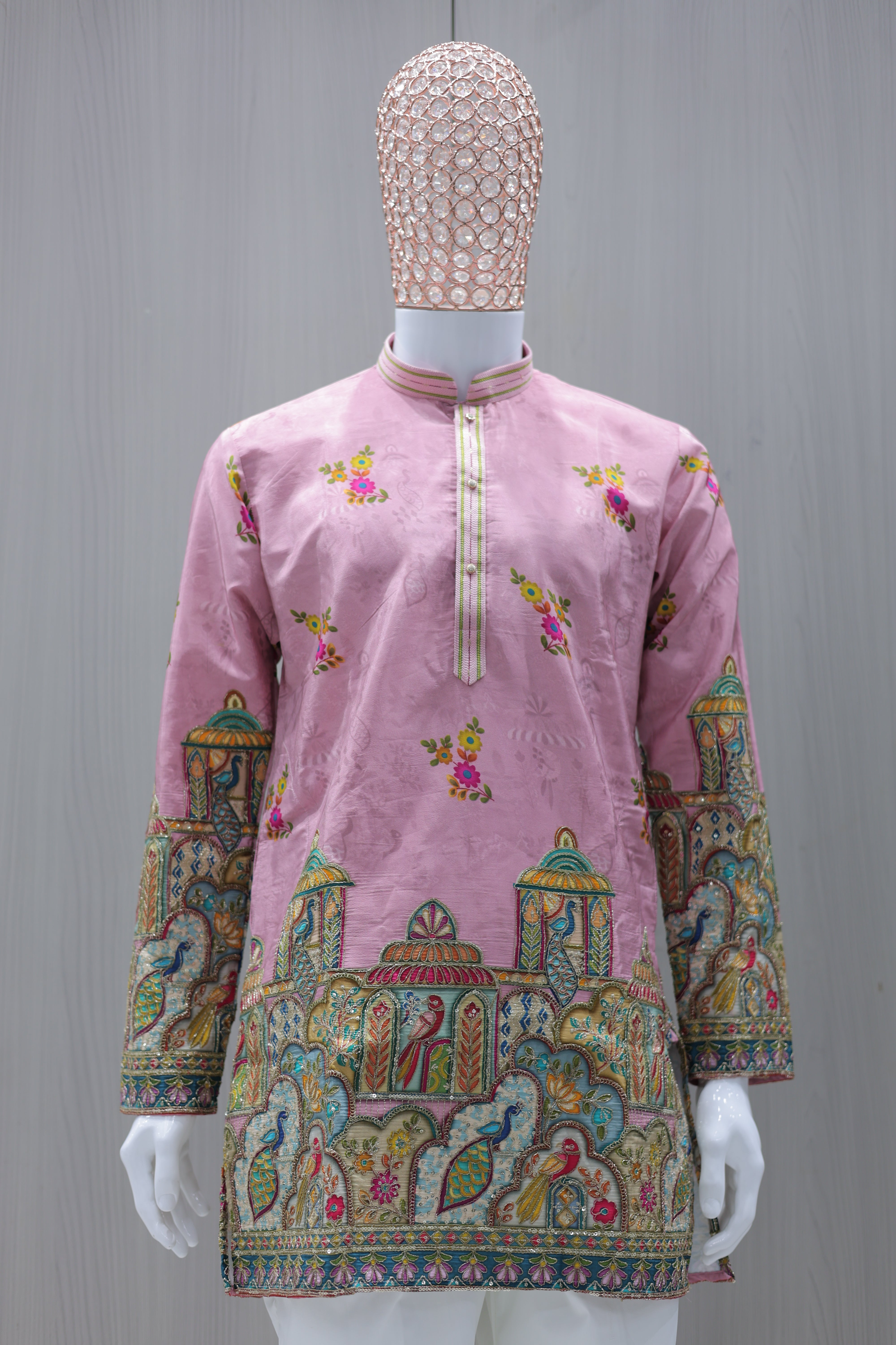 Blush Haveli Narrative Sequence Position Print Short Kurta