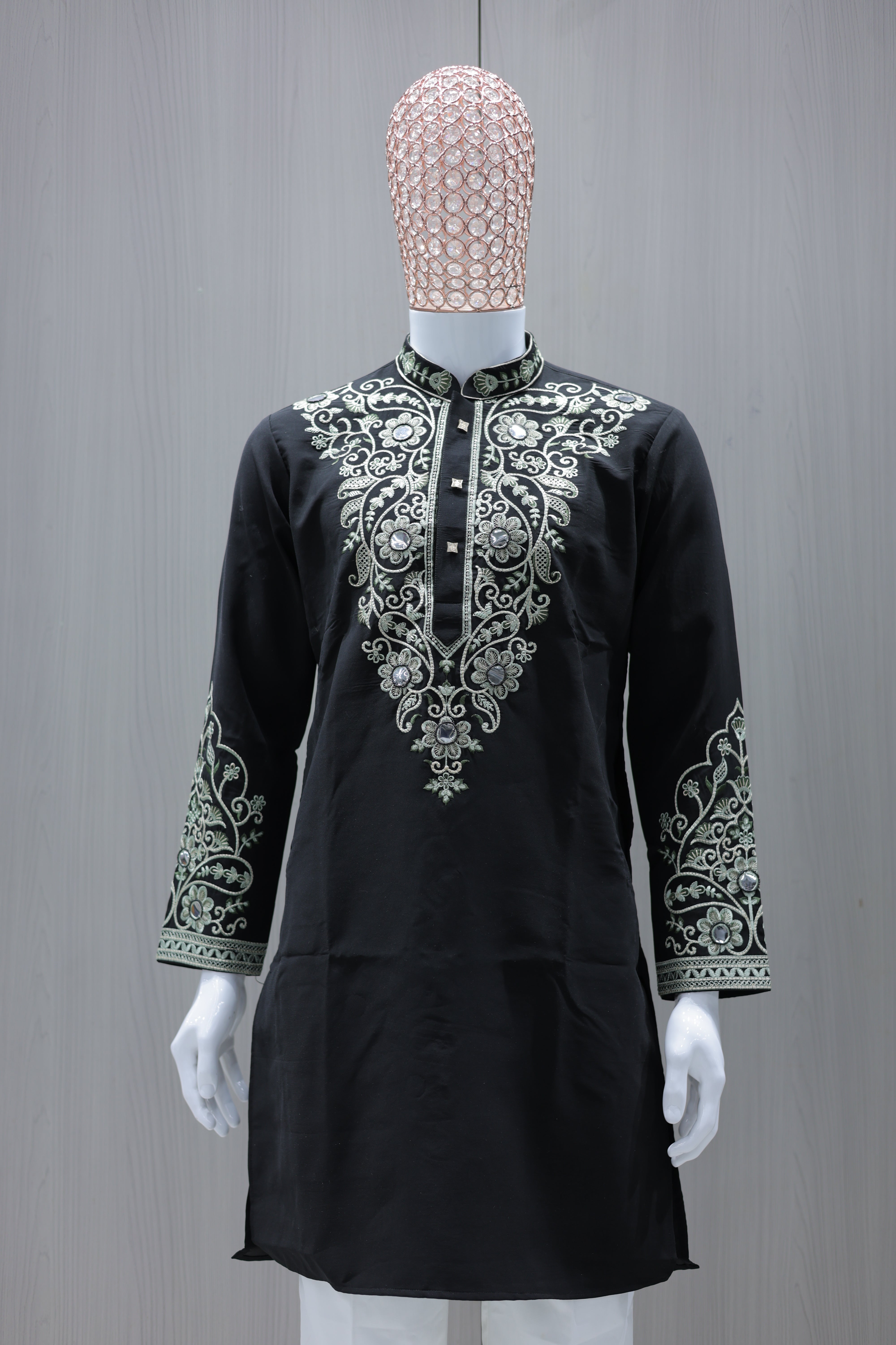 Noir Sage Mirrorwork Embroidered Kurta
