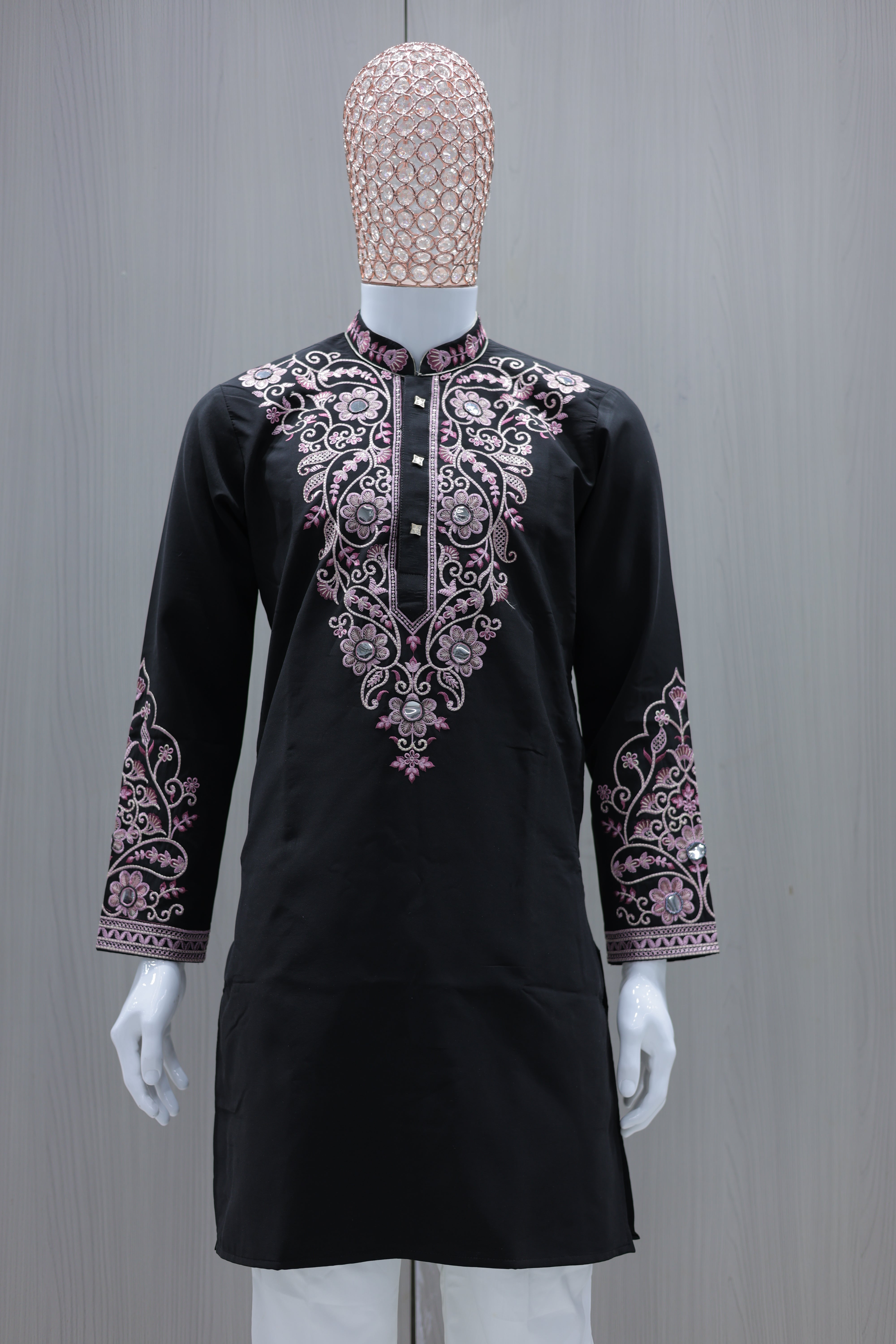 Noir Rose Mirrorwork Embroidered Kurta