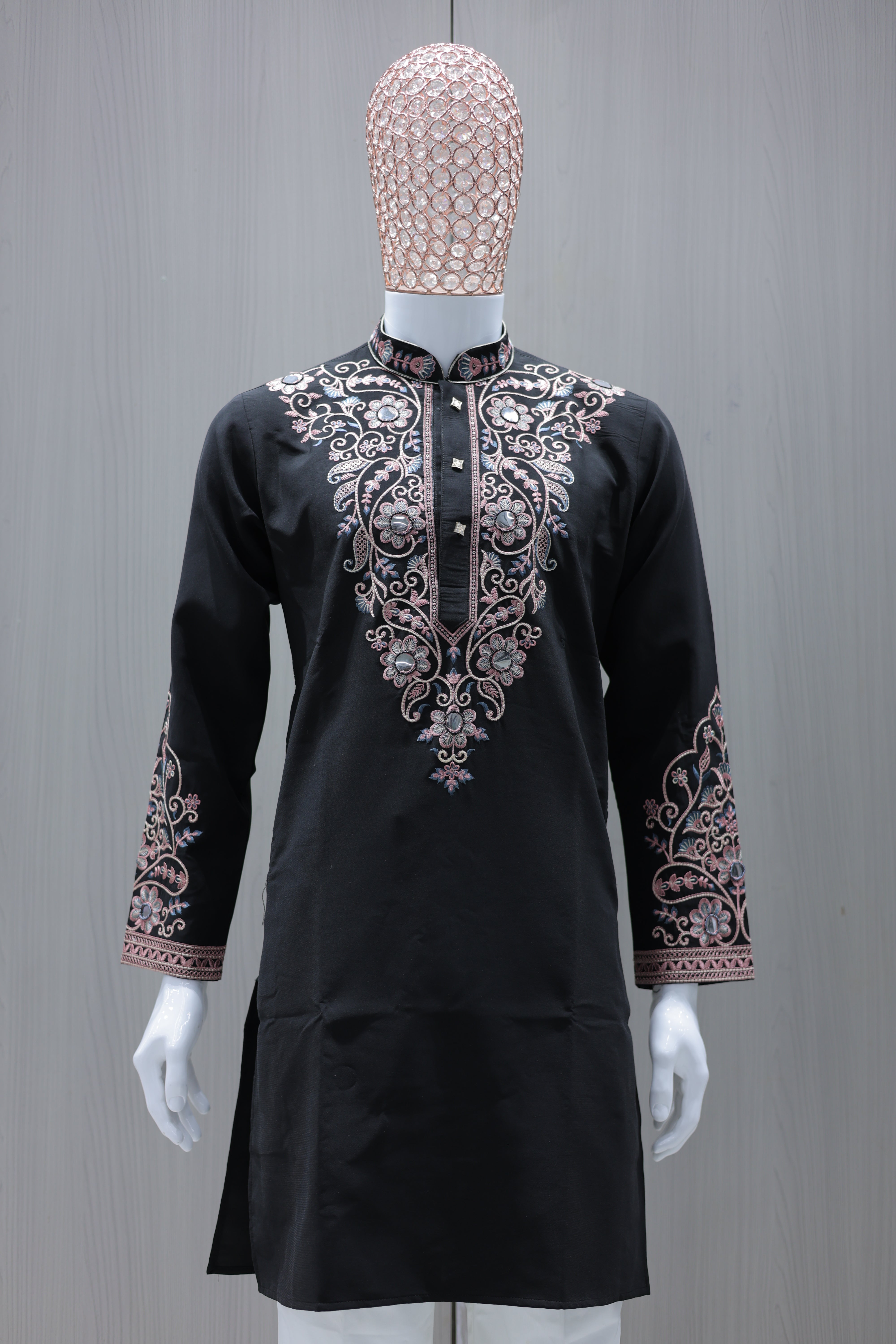 Noir Pastel Mirrorwork Embroidered Kurta