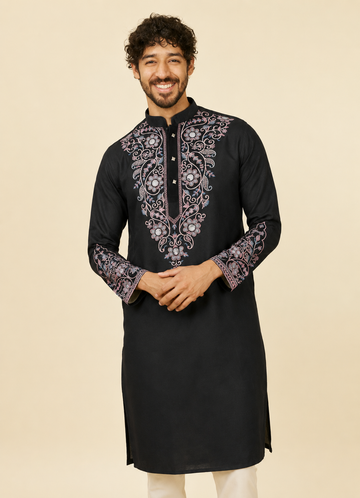 Noir Pastel Mirrorwork Embroidered Kurta