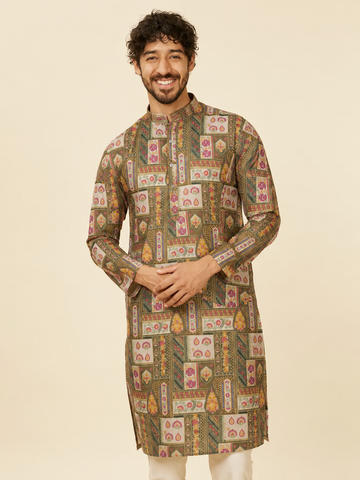 Verdant Mosaic Regal Kurta – Jacquard Sequence Position Print