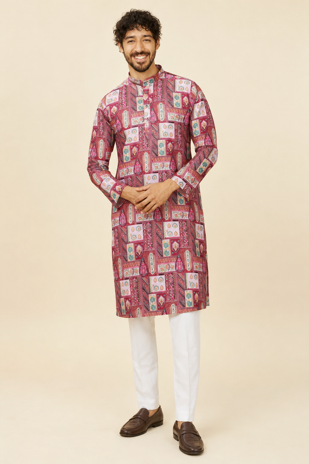 Royal Patchloom Heritage Kurta - Jacquard Sequence Position Print