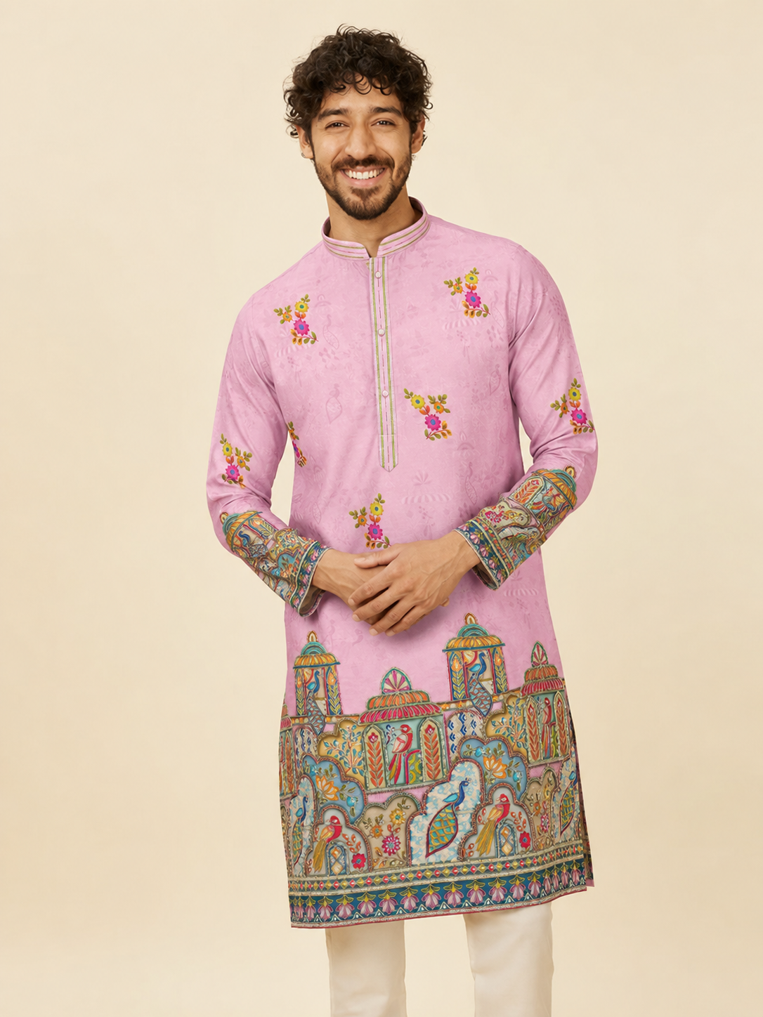 Blush Haveli Narrative Sequence Position Print Short Kurta