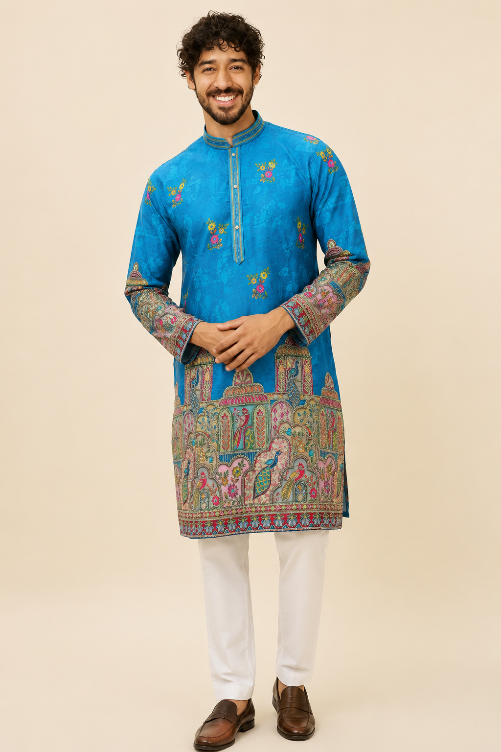 Royal Haveli Narrative Sequence Print Short Kurta