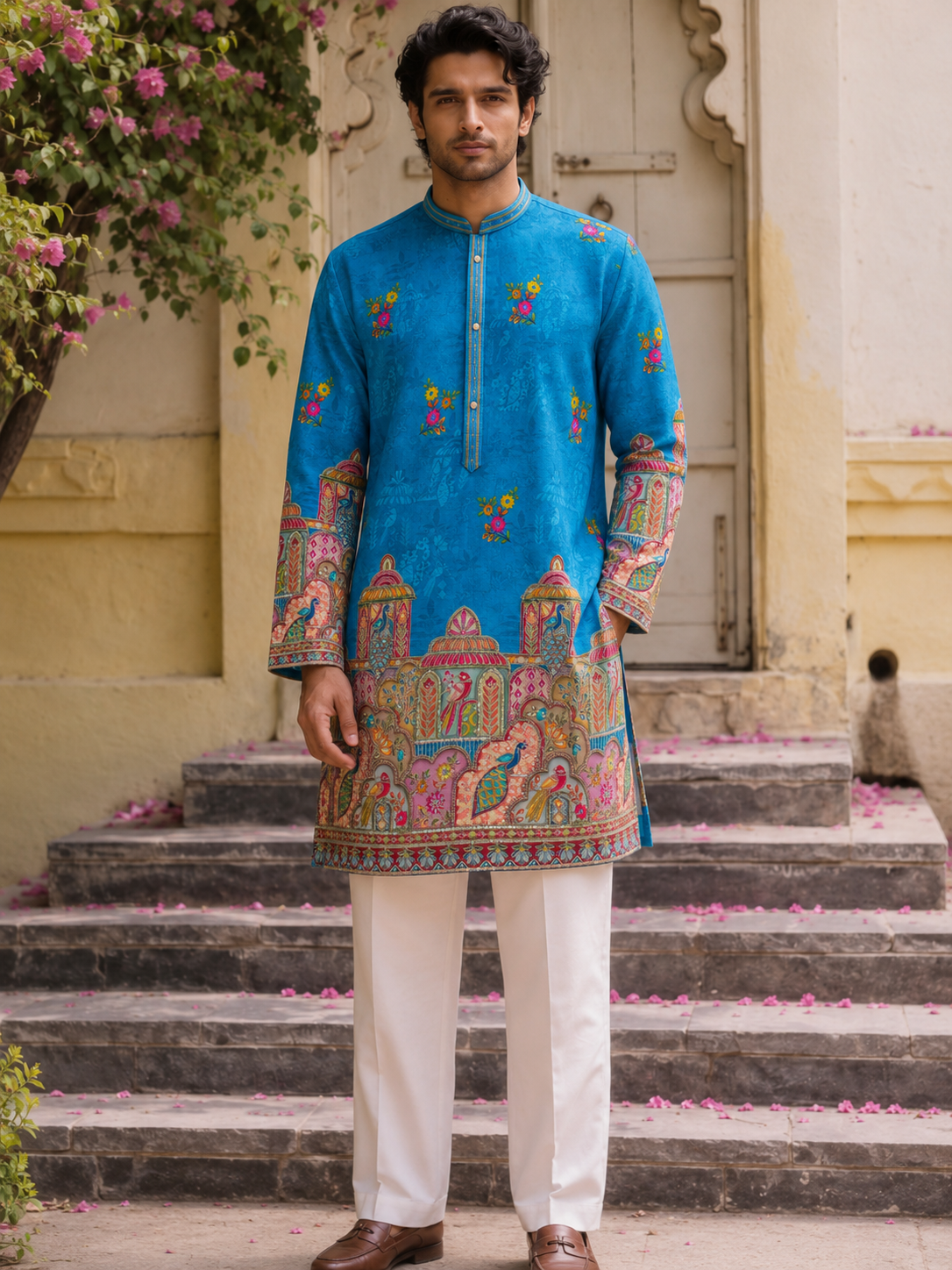 Royal Haveli Narrative Sequence Print Short Kurta