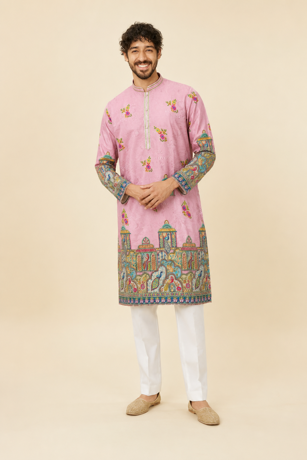 Blush Haveli Narrative Sequence Position Print Short Kurta