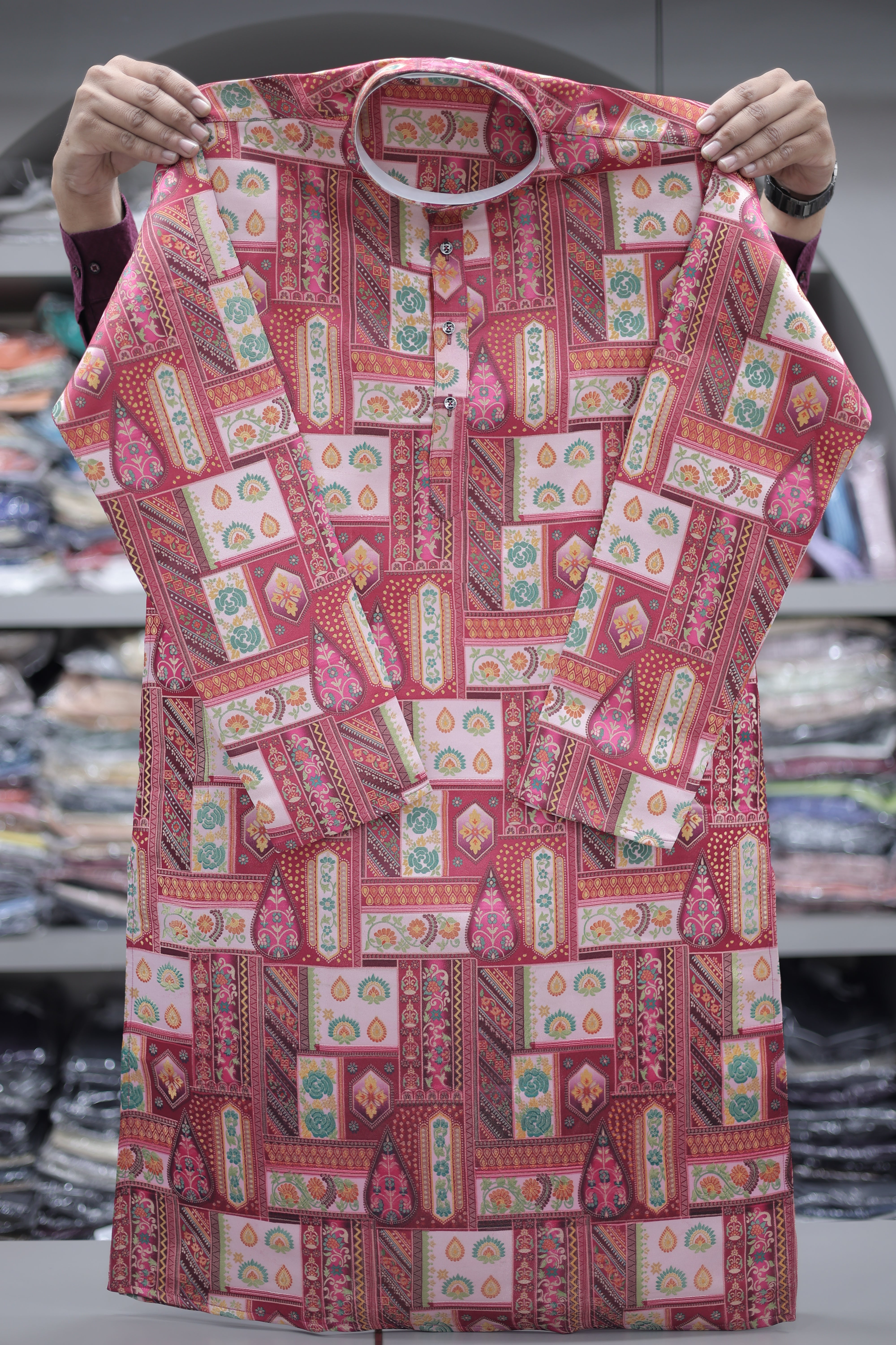 Royal Patchloom Heritage Kurta - Jacquard Sequence Position Print