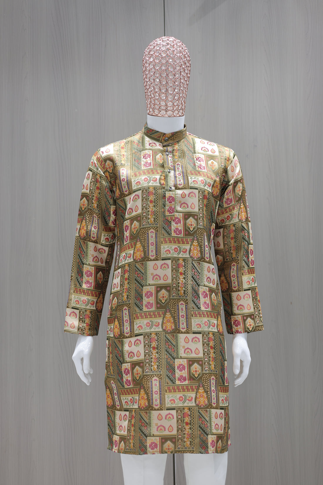 Verdant Mosaic Regal Kurta – Jacquard Sequence Position Print